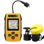 RICANK Portable Fish Finder, Contour Readout Handheld Fishfinder Depth readout 3ft(1m) to 328ft (100m) with Sonar Sensor Transducer and LCD Display 5 Modes Sensitivity Options Fish Depth Finder Yellow